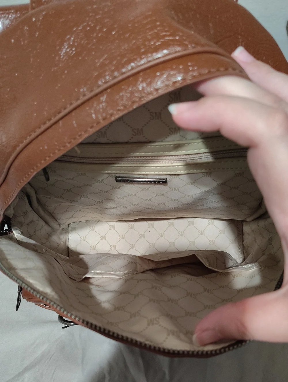 Steven Madden Brown Leather Bathpack With Adjustable Straps